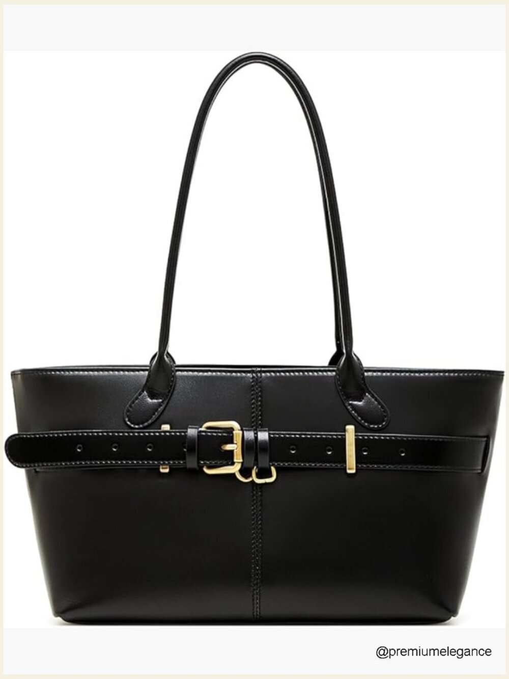 Genuine Leather Tote Bag - Structured Top-Zip Shoulder Bag, Classic Work Handbag